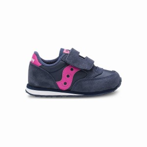 Kids' Saucony Baby Jazz Hook & Loop Sneakers Navy / Pink | Australia S73064-W46