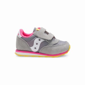 Kids' Saucony Baby Jazz Hook & Loop Sneakers Grey / Pink | Australia S73169-Y43