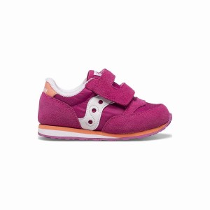 Kids' Saucony Baby Jazz Hook & Loop Sneakers Fuchsia / Coral / White | Australia S52176-U57