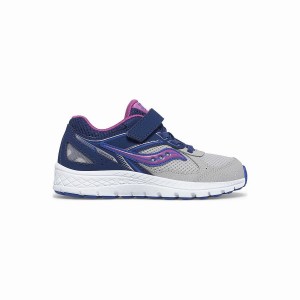 Kids' Saucony Cohesion 14 A/C Sneaker Running Shoes Navy / Grey / Purple | Australia S49278-Y12