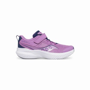 Kids' Saucony Kinvara 14 A/C Sneaker Running Shoes Purple / Indigo | Australia S62394-W69