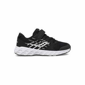 Kids' Saucony Wind 2.0 A/C Sneaker Running Shoes Black / White | Australia S85094-M71