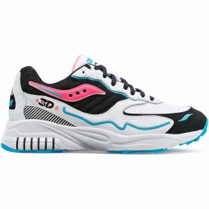 Men's Saucony 3D Grid Hurricane Sneakers White / Black / Pink | Australia S49732-Q32