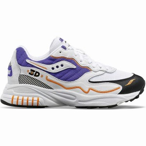 Men's Saucony 3D Grid Hurricane Sneakers White / Purple | Australia S23680-E70