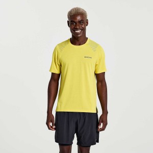 Men's Saucony Elevate Short Sleeve T Shirts Yellow | Australia S75940-C02