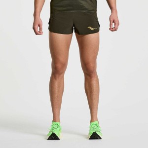 Men's Saucony Elite Split Shorts Umbra | Australia S67542-X68