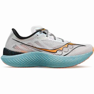 Men's Saucony Endorphin Pro 3 Running Shoes Grey / Orange | Australia S09174-Q04