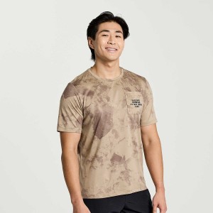 Men's Saucony Explorer Short Sleeve T Shirts Brown | Australia S45139-W93