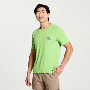 Men's Saucony Explorer Short Sleeve T Shirts Green | Australia S74325-R26