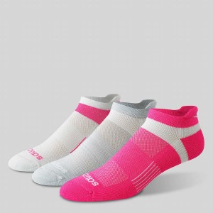 Men's Saucony Inferno No Show Tab 3-Pack Socks Pink | Australia S21470-G95