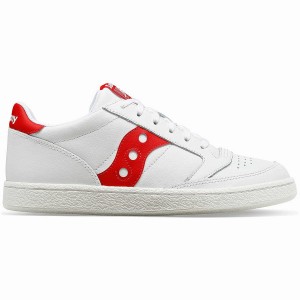 Men's Saucony Jazz Court PU Sneakers White / Red | Australia S32608-Q86