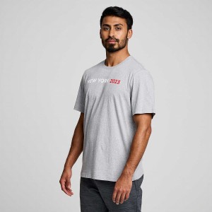 Men's Saucony New York Rested T Shirts Grey | Australia S91437-P63