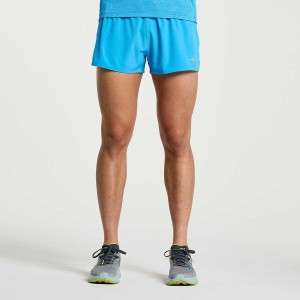 Men's Saucony Outpace 2.5" Split Shorts AZURE | Australia S81043-C64