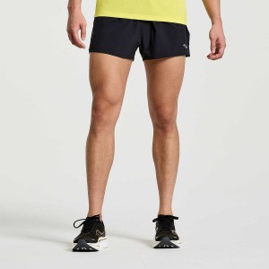 Men's Saucony Outpace 2.5" Split Shorts Black | Australia S92513-V40