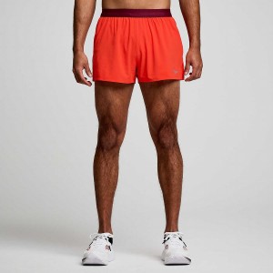 Men's Saucony Outpace 2.5" Split Shorts Red | Australia S35972-X68