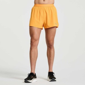 Men's Saucony Outpace 2.5" Split Shorts Yellow | Australia S30871-Z26