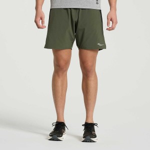 Men's Saucony Outpace 7" Shorts Dark Green | Australia S03915-C64