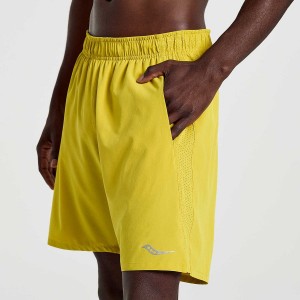 Men's Saucony Outpace 7" Shorts Yellow | Australia S95431-P96