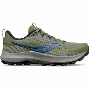 Men's Saucony Peregrine 13 Running Shoes Khaki / Black | Australia S50968-R51