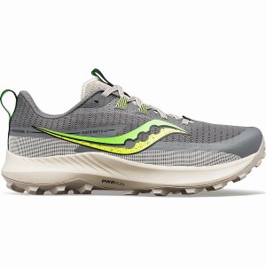 Men's Saucony Peregrine 13 Running Shoes Grey / Green | Australia S15309-Y41