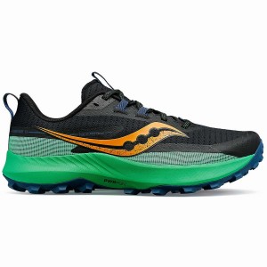 Men's Saucony Peregrine 13 Running Shoes Black / Green | Australia S30892-X48