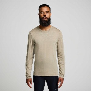 Men's Saucony Peregrine Merino Long Sleeve T Shirts Coffee | Australia S59217-G48