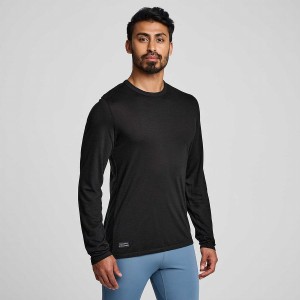 Men's Saucony Peregrine Merino Long Sleeve T Shirts Black | Australia S84962-H17