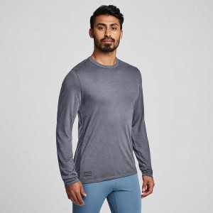 Men's Saucony Peregrine Merino Long Sleeve T Shirts Blue | Australia S62470-J42