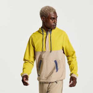 Men's Saucony Rested Anorak Tops Yellow | Australia S46153-H98