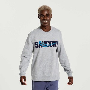 Men's Saucony Rested Crewneck Sweatshirt Light Grey | Australia S20896-B48