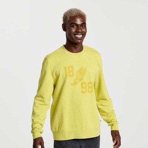 Men's Saucony Rested Crewneck Sweatshirt Yellow | Australia S70328-N83