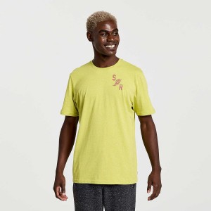 Men's Saucony Rested T Shirts Yellow | Australia S61028-T09