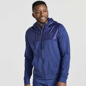 Men's Saucony Solstice Zip Hoody Tops Navy | Australia S16285-Z34