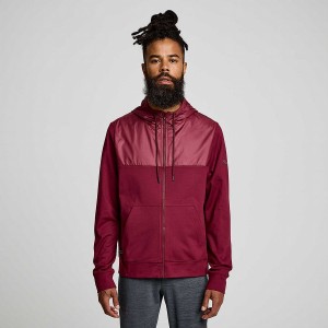 Men's Saucony Solstice Zip Hoody Tops Red | Australia S49061-C29