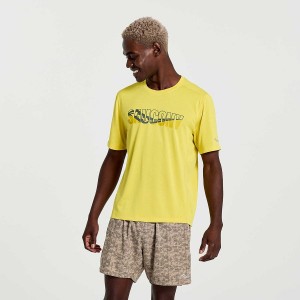 Men's Saucony Stopwatch Graphic Short Sleeve T Shirts Yellow | Australia S03789-W86