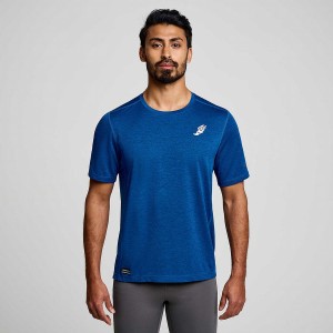 Men's Saucony Stopwatch Graphic Short Sleeve T Shirts Indigo | Australia S65874-R70