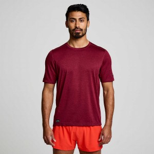 Men's Saucony Stopwatch Short Sleeve T Shirts Red | Australia S02143-L46