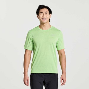 Men's Saucony Stopwatch Short Sleeve T Shirts Green | Australia S52398-Q96