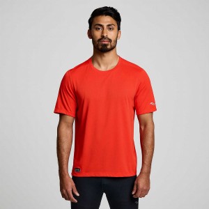 Men's Saucony Stopwatch Short Sleeve T Shirts Red | Australia S51963-W16