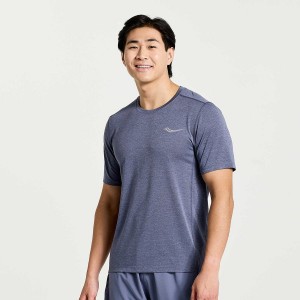 Men's Saucony Stopwatch Short Sleeve T Shirts Blue | Australia S74309-E13