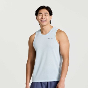 Men's Saucony Stopwatch Singlet Tank Top Blue | Australia S93058-J04