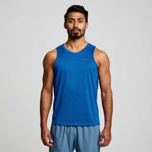 Men's Saucony Stopwatch Singlet Tank Top Blue | Australia S65132-K38