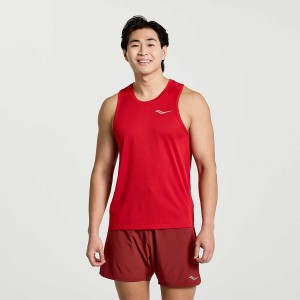 Men's Saucony Stopwatch Singlet Tank Top Red | Australia S41325-W31