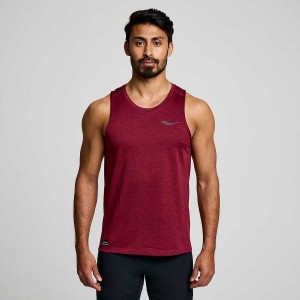 Men's Saucony Stopwatch Singlet Tank Top Red | Australia S86901-E78