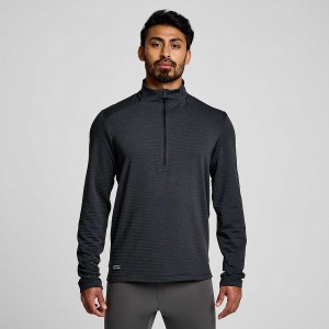 Men's Saucony Triumph 3D 1/2 Zip Tops Black | Australia S16283-X93