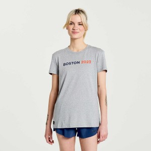 Women's Saucony Boston Rested T Shirts Grey | Australia S46027-R57