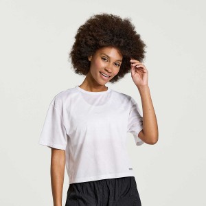 Women's Saucony Elevate Short Sleeve T Shirts White | Australia S69130-T87