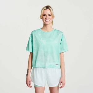 Women's Saucony Elevate Short Sleeve T Shirts Turquoise | Australia S81250-U67