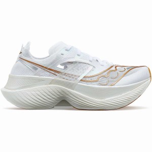 Women's Saucony Endorphin Elite Running Shoes White / Gold | Australia S37415-K86