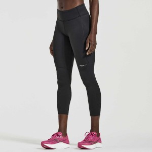 Women's Saucony Fortify Crop Tight Black | Australia S30746-N23